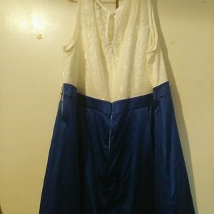 Off white and royal blue dress